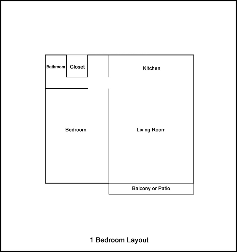 915 S. Division 1 Bedroom Layout